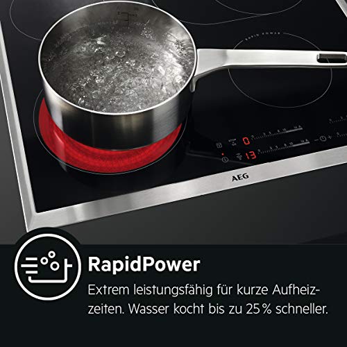 AEG HKA6507RAD Inbouwkookplaat, autonome keramische kookplaat met eco-timer en 3-traps restwarmteweergave, 4 snel opgloeiende kookzones, 60 cm kookplaat met multifunctionele kookzone, zwart/zilver - Image 5