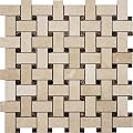 Simple Tile - 5 Sheets Marble Mosaic Tile, "Basketweave Collection", 1"X2" Rectangle and Small Dot, 12"X12"X3/8", Honed (Set of 5 Sheets, CMMM1WEA+E-H - Crema Marfil+Emperador Dark)