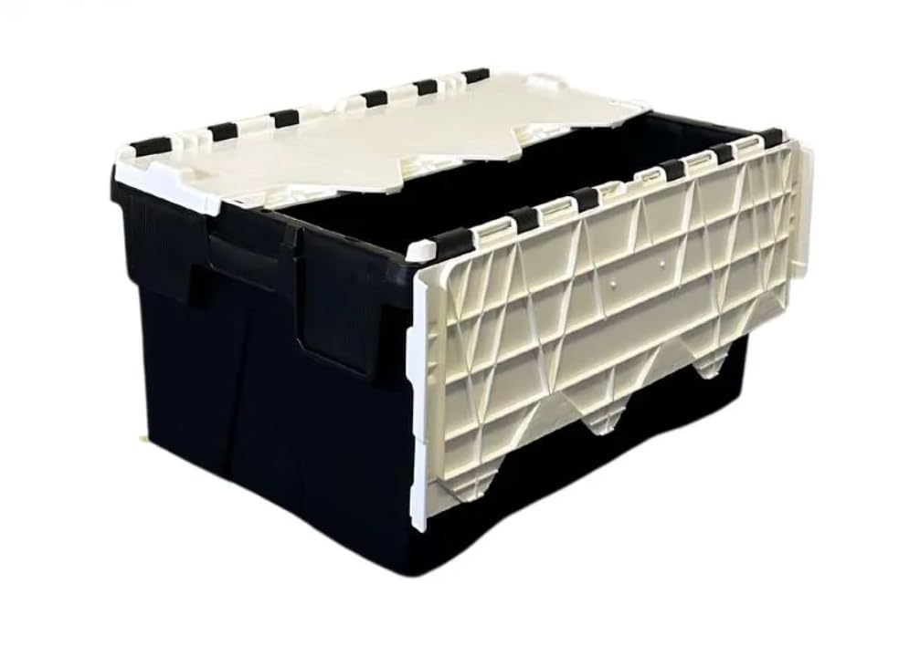 Totebox 10x 56 Litre Storage Box/Attached Lid Container (60 x 40 x 32 cm) (White)