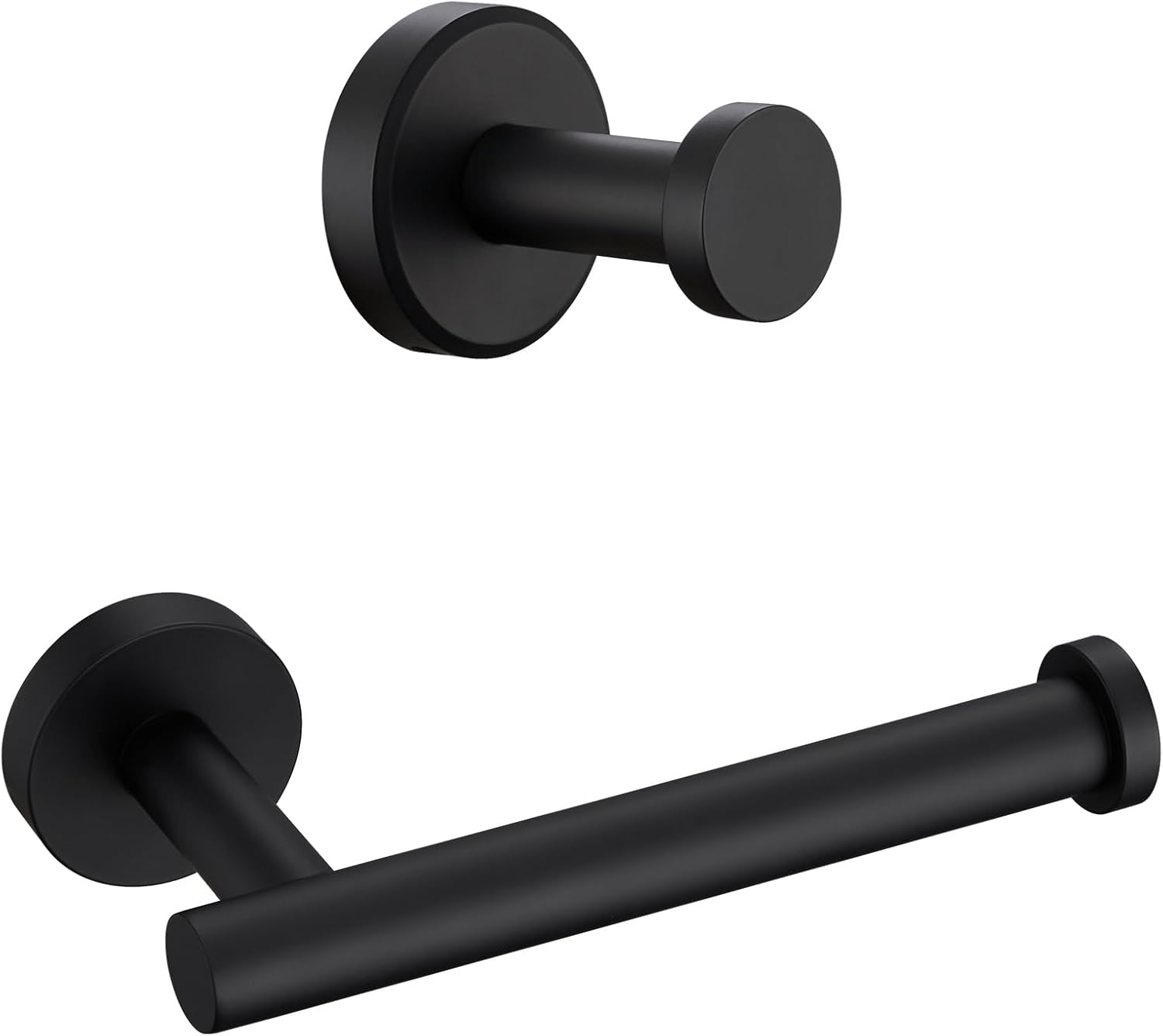 Angle Simple Towel Hook Bundle with Toilet Paper Holder (Matte Black)