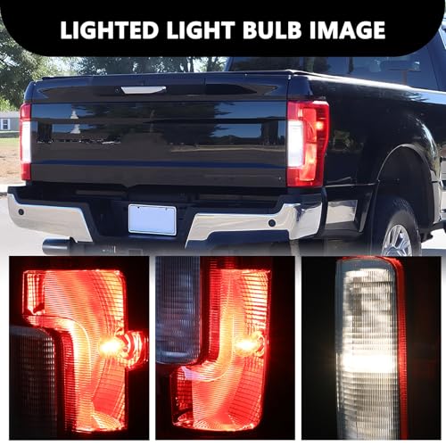 Image of Aosky Halogen Tail Light Assembly Compatible with 2017-2019 Ford F250 F350 Super Duty without Blind Spot Rear Taillight Brake Signal Lamp with Bulbs RH (Right Passenger Side)