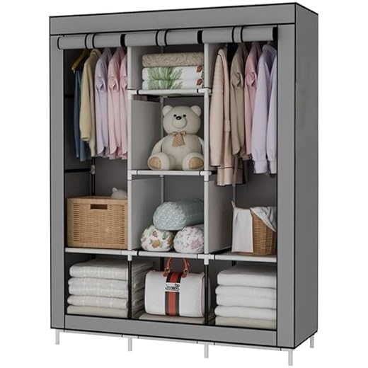 Collapsible Wardrobe Portable Closet Grey Medium