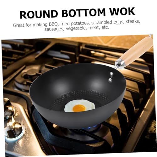 Wok pequeño de hierro forjado con fondo plano miniatura 7