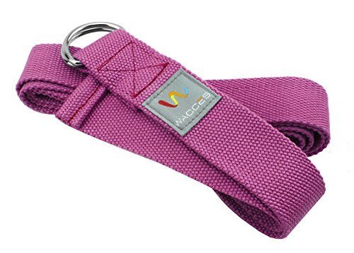 Wacces D-Ring Buckle Cotton Yoga Straps Bands - Best for Stretching - (10 ft - Pink)