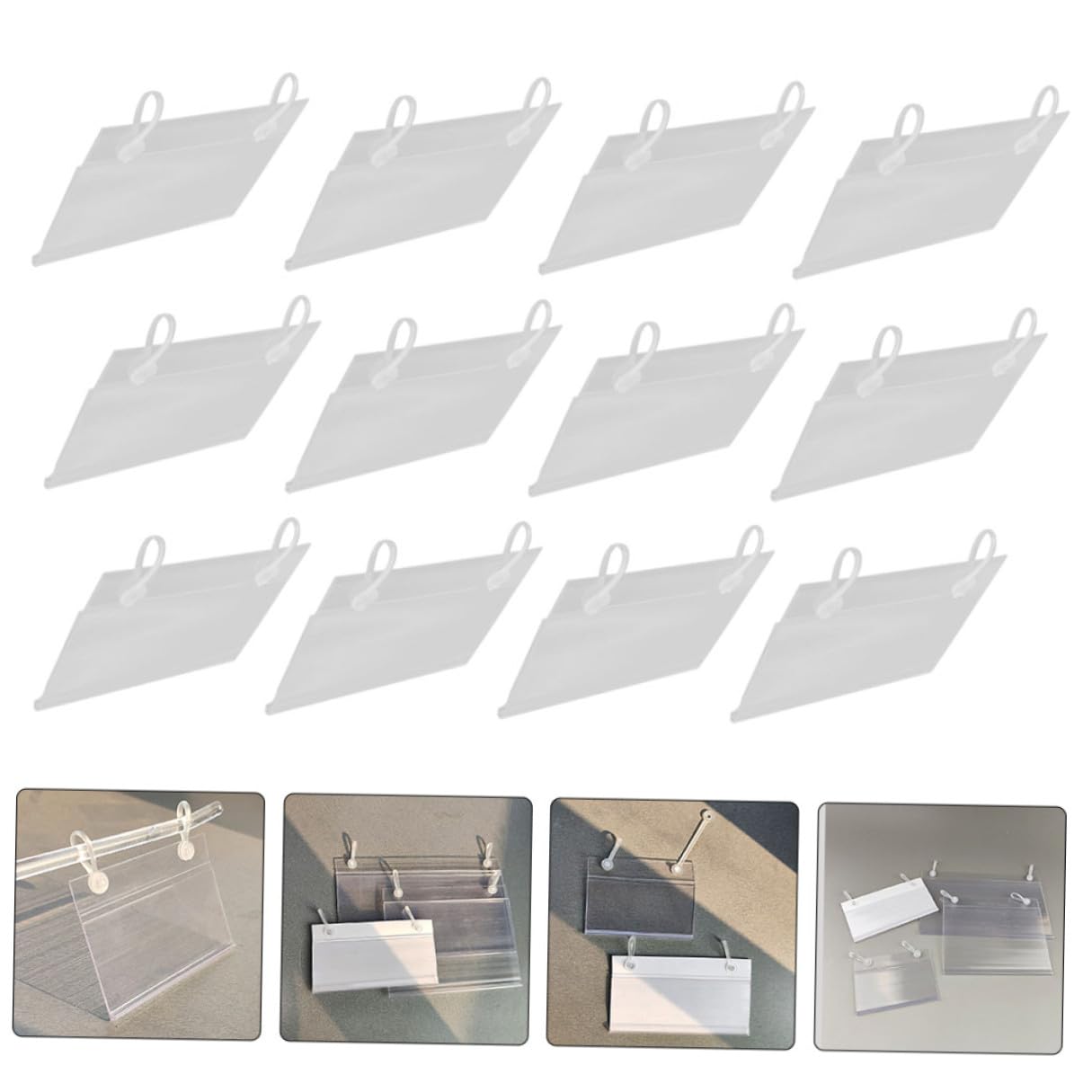 TOPBATHY Porta Etichette Prezzi Design Semplice e Chiaro 40 Pezzi in Pvc Trasparente per Esposizione e Pubblicità su Scaffali e Supermercati