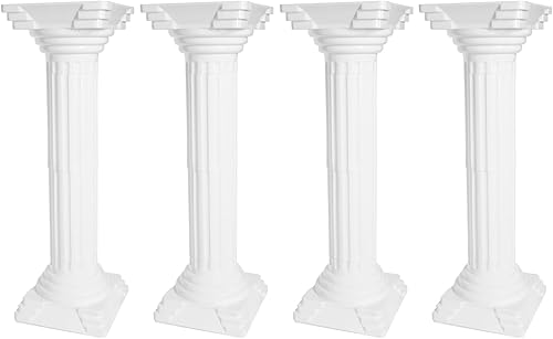 Miniatura 8 de DYRABREST Juego de 4 columnas decorativas de estilo romano estilo romano escultura de columna griega inspirada en pedestal columna de pedestal