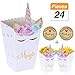 YANGTE 24 Pezzi Scatole di Snack per Popcorn Arcobaleno Modello di Unicorno Scatole per Popcorn per Baby Shower Forniture per Feste di Compleanno