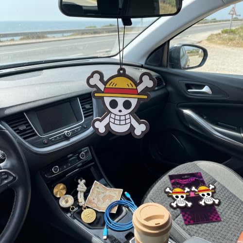 Image of PumpCar car air freshener 2-piece double-sided skull hanging vanilla-scented for rearview mirror Car Interior Accessories Household Gifts Pirate Manga Fans Jolly Roger Truck SUV Home Office Decor