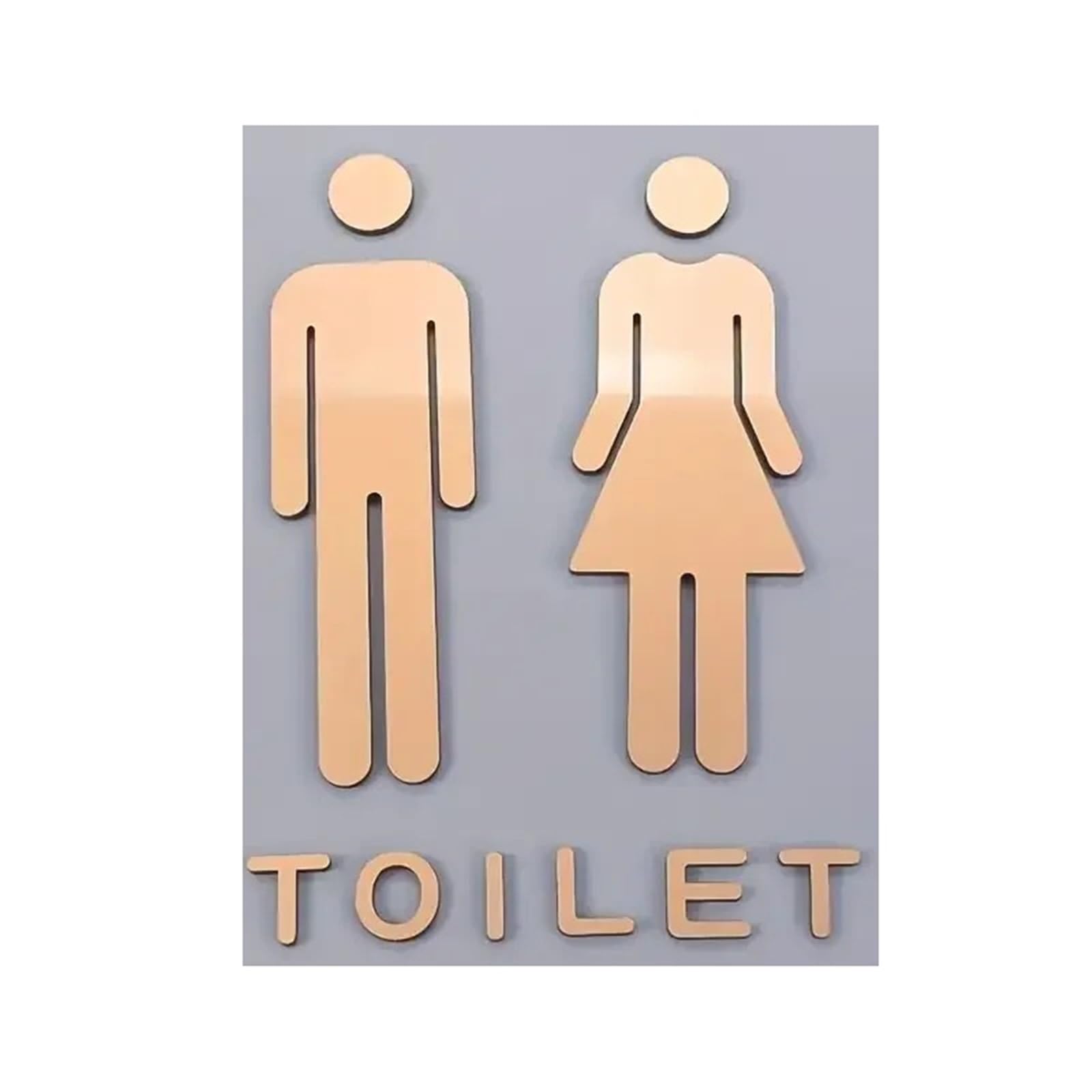 Toilet Sign 3D DIY Man & Woman Toilet Sticker WC Door Sign Decals Signs Restroom Washroom Signage Plaque Wall Decor Removable(Golden)