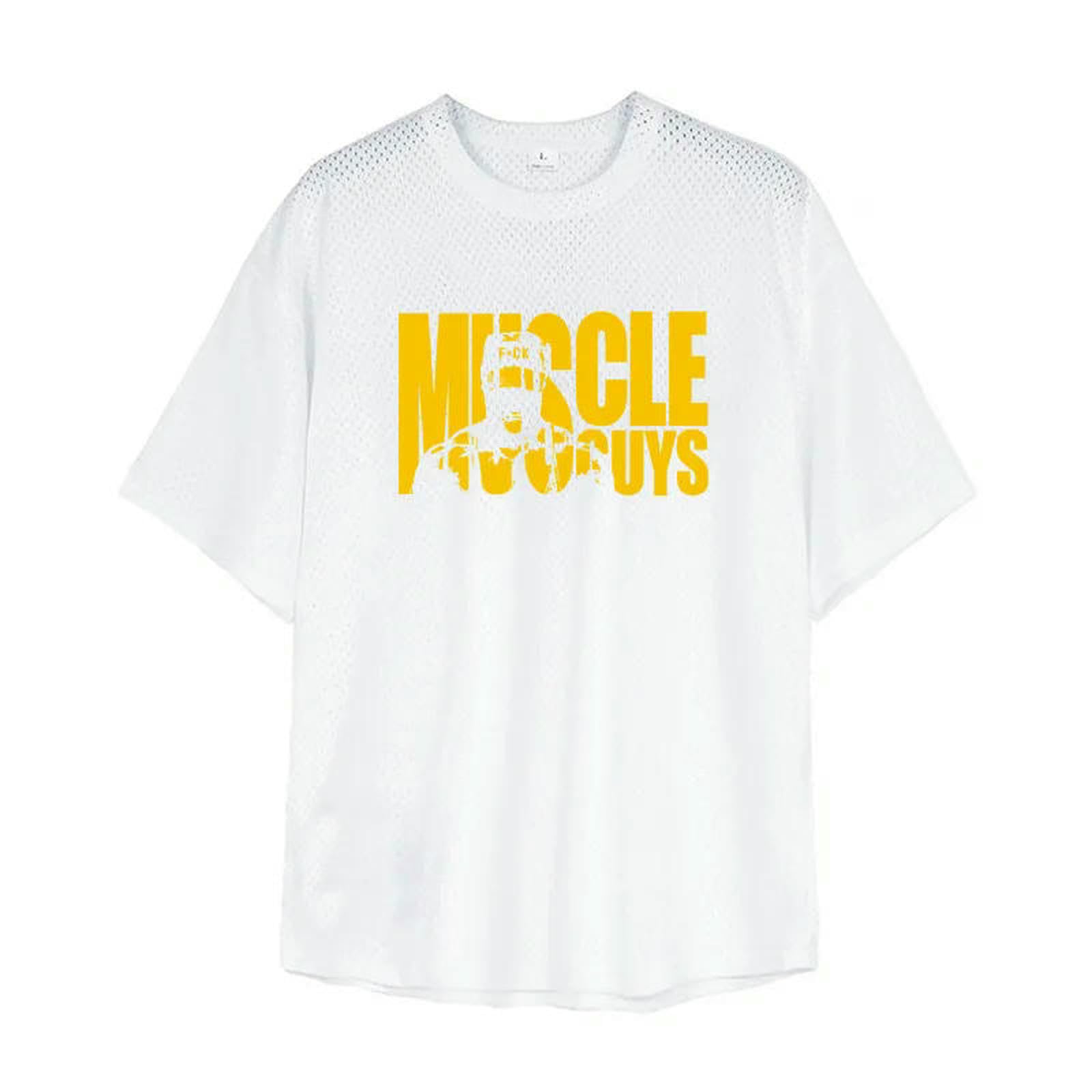 T-shirt homme polyester mesh blanc sport musculation entraînement M