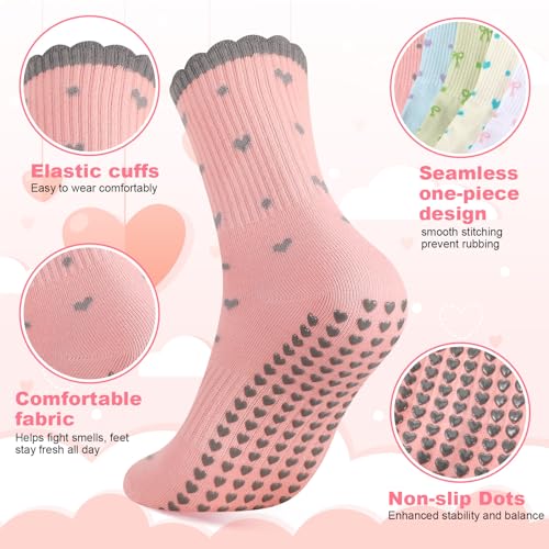 Image of Jspupifip Cute Pilates Socks for Women | Non Slip Yoga Socks with Grips for Barre Workout Athletic Hospital