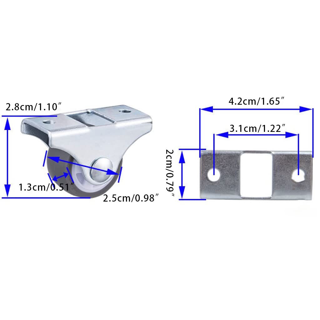 8 Pcs TPE Rubber Chair Rollers Heavy Duty Office Chair Caster for Hardwood Carpet Tile Floors Furniture Hardware