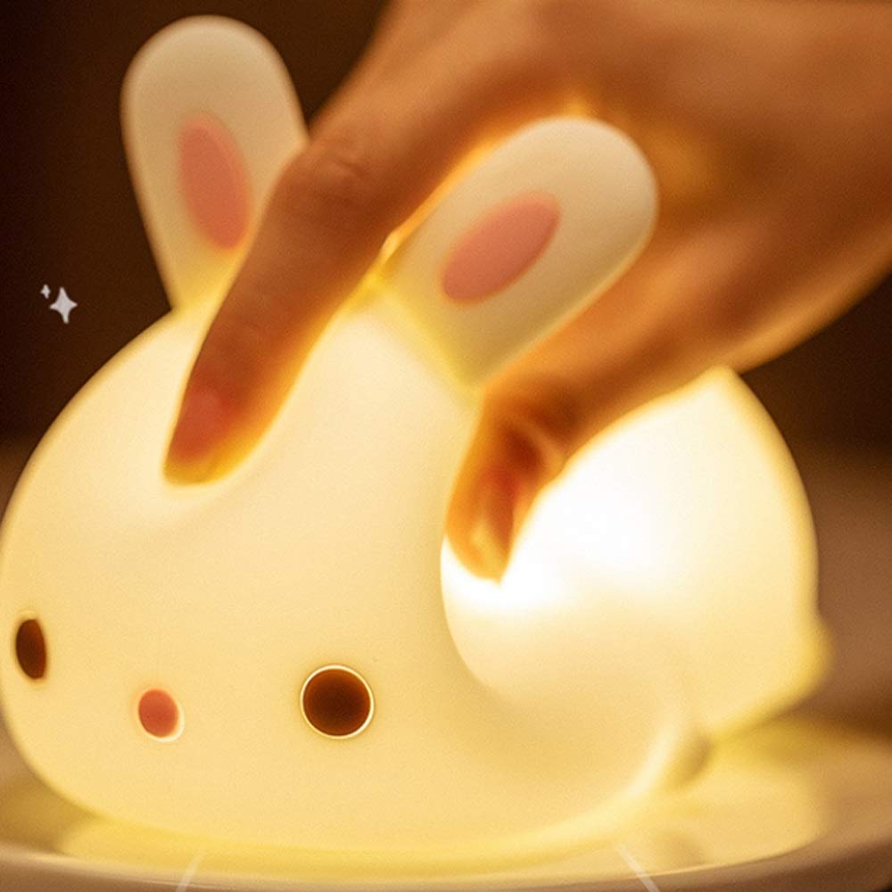 Luce Notturna in Silicone, Luce Notturna per Giovani Conigli Touch Ricaricabile Portatile Morbida e Carina, Luce Notturna nella cameretta dei Bambini, Camera da Letto Interesting