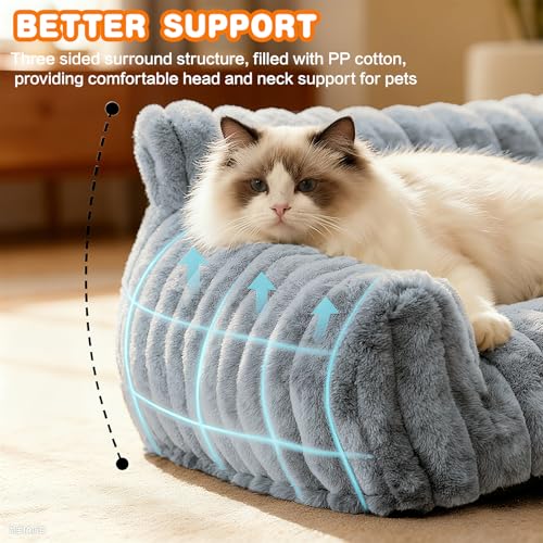 CAIEJSAEN Katzenbett Flauschig, Hundekorb Waschbar, Hundesofa Kleines Katzenkorb für Hunde und Katzen, Hundebett Grau, 60x45x20cm