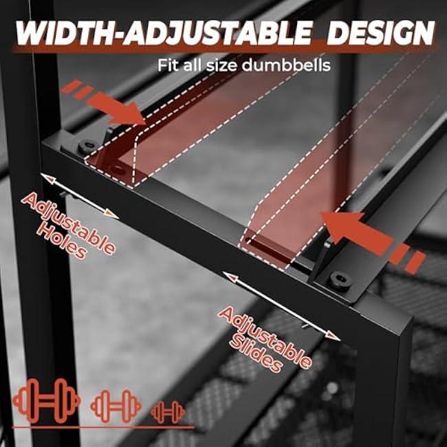XL Dumbbell Rack Weight Stand - 4-Tier Adjustable Weight Rack for Dumbbells, Home Gym Storage Rack for Yoga Mat Foam Roller Kettlebells, Workout Equipment Storage Organizer With Wheels and Hooks