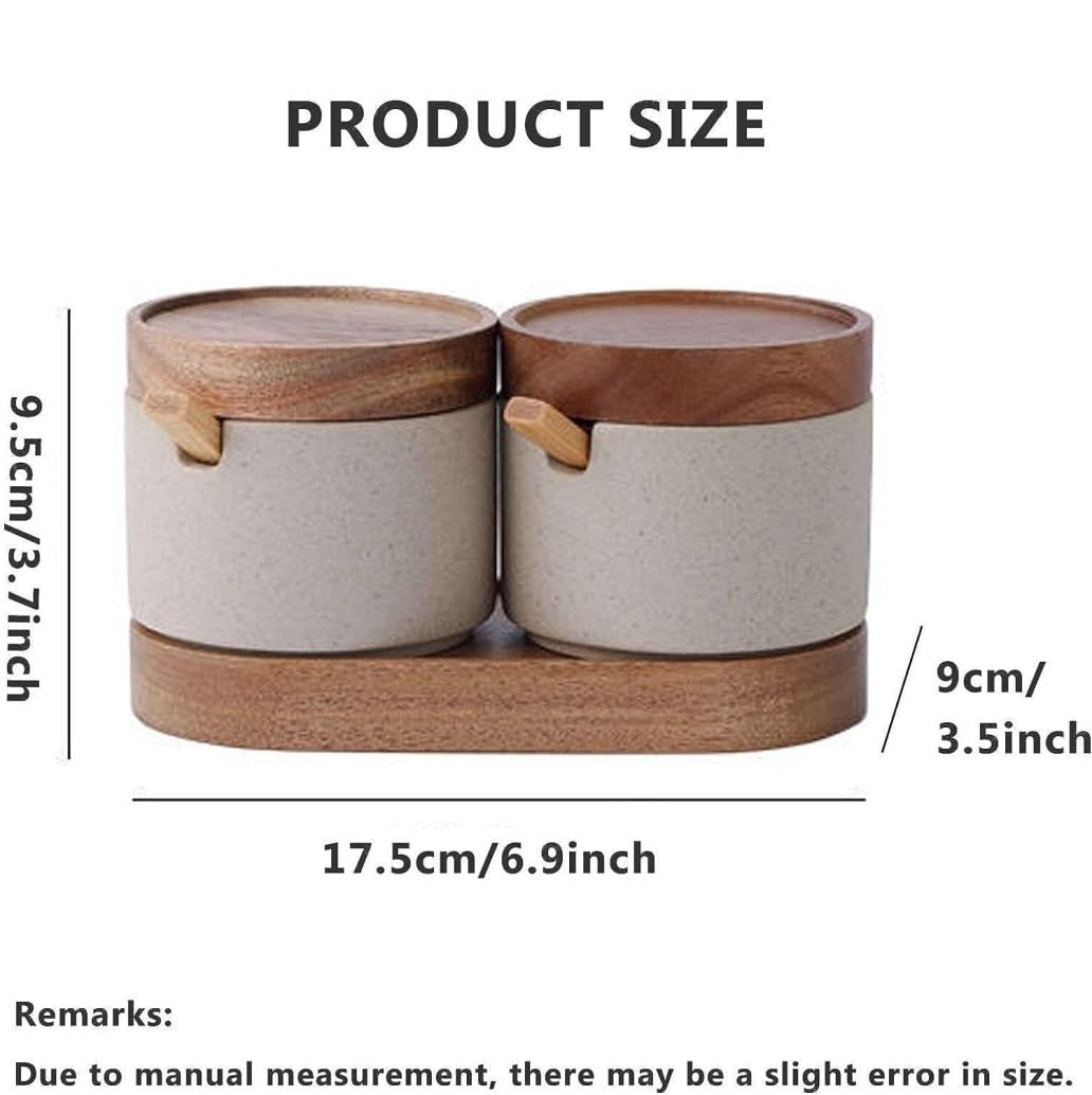 Słoiki na przyprawy, Pojemnik na przyprawy z pokrywką i łyżeczką w stylu vintage. Zestaw słoików, sól cukier(2pieces)