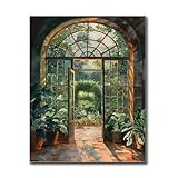 SENLYCH Printed Canvas Painting Wall Art Greenhouse Print Plant Lover Victorian Antique Wall Art Botanical Aesthetic Greenhouse Art Living Room and Bedroom Home Decoration 12x18inch Without Frame