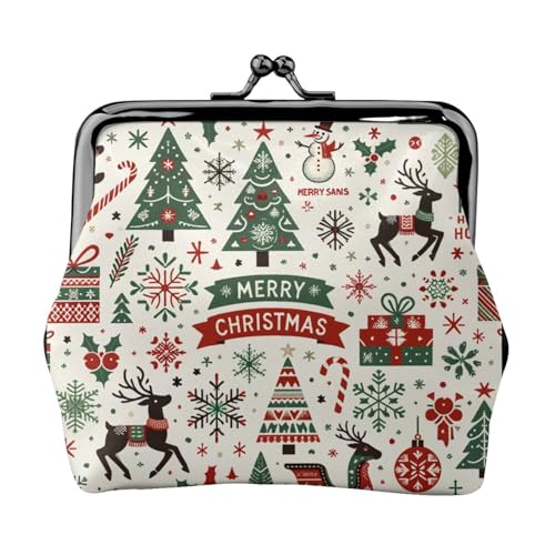 Pu Leather Buckle Coin Purse Christmas-Tree-Candy-Cane Girls Kiss-Lock Change Purse Wallets