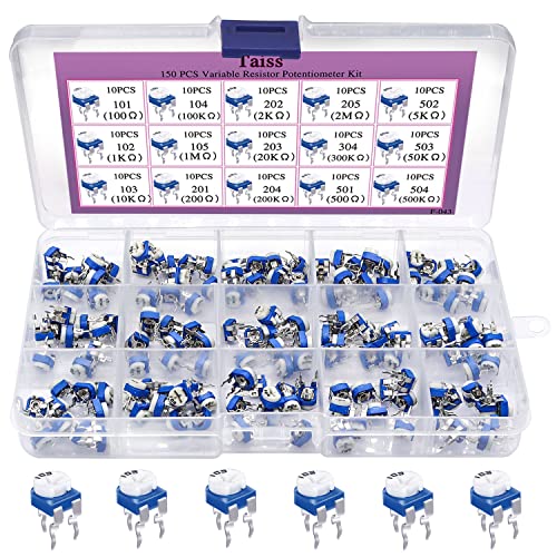 Taiss / 5Pcs 10K Ohm 6 Pins Split Shaft Rotary Linear Dual Taper Audio B Type Potentiometer +150Pcs Variable Resistor Potentiometer 6Mm Potentiometer Kit 15 Values 100 Ohm- 2M Ohm #TOP10