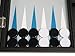 16-inch Premium Backgammon Set - Medium Size - Black Board, White and Astral Blue Points