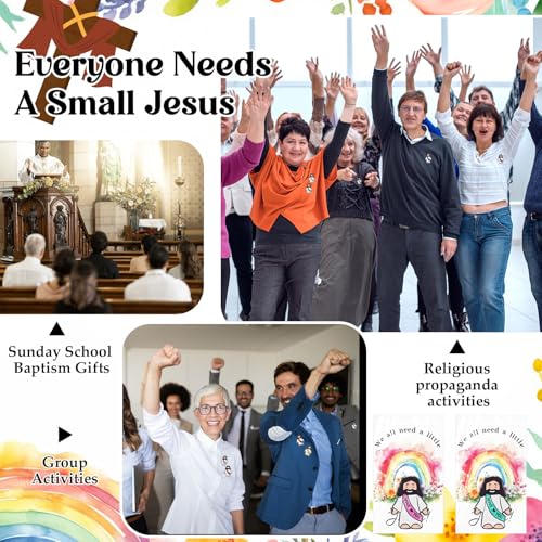 Image of Landical 24 Set Jesus Pins Bulk with Blessing Cards, Christian Enamel Lapel Pin Gift in Bulk Jesus Brooch for Women Men Religious Party Favors for Sunday School Church Gift(10 Colors + Rainbow Style)