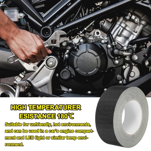 Image of MECCANIXITY Insulating Acetate Cloth Adhesive Tape, 2in x 98ft Black Electrical Heat Resistant Fabric Tape with Paper for Laptop Electric Automotive Guitar Repair Wire Harness