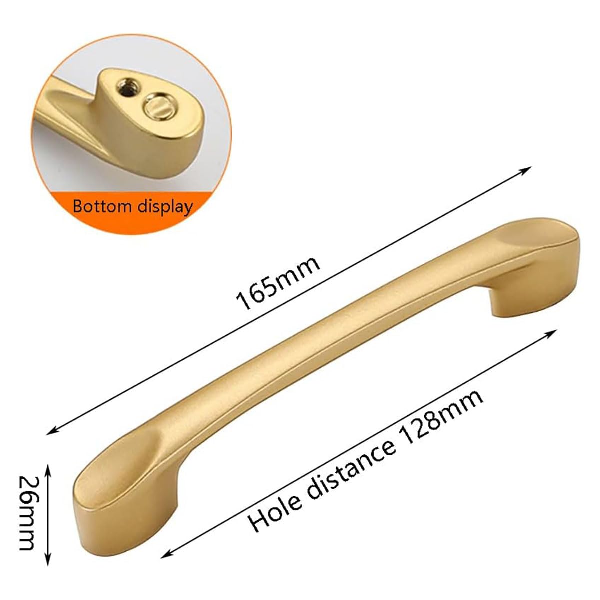 Uchwyt łukowy ze stopu aluminium | Złoto, Rozstaw otworów 96-192mm, 2/10 szt.,(Hole distance 128mm)