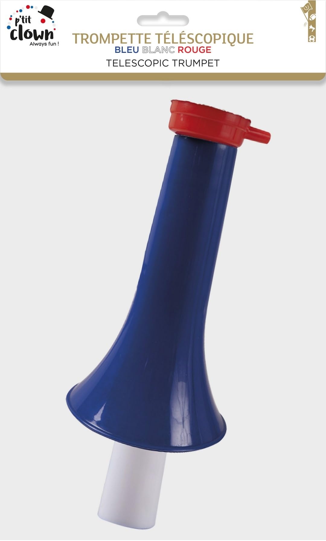 P'tit Clown - Trompette Bleu Blanc Rouge - Parfaite pour Supporter la France Lors des Célébrations et Événements Sportifs