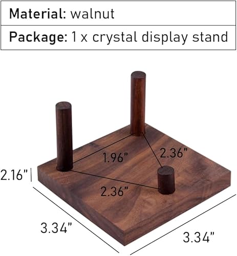 Miniatura 10 de Soporte de exhibición de cristal de nogal, soporte de exhibición de roca con tres clavijas, soportes para caballete de exhibición de geodas de coral