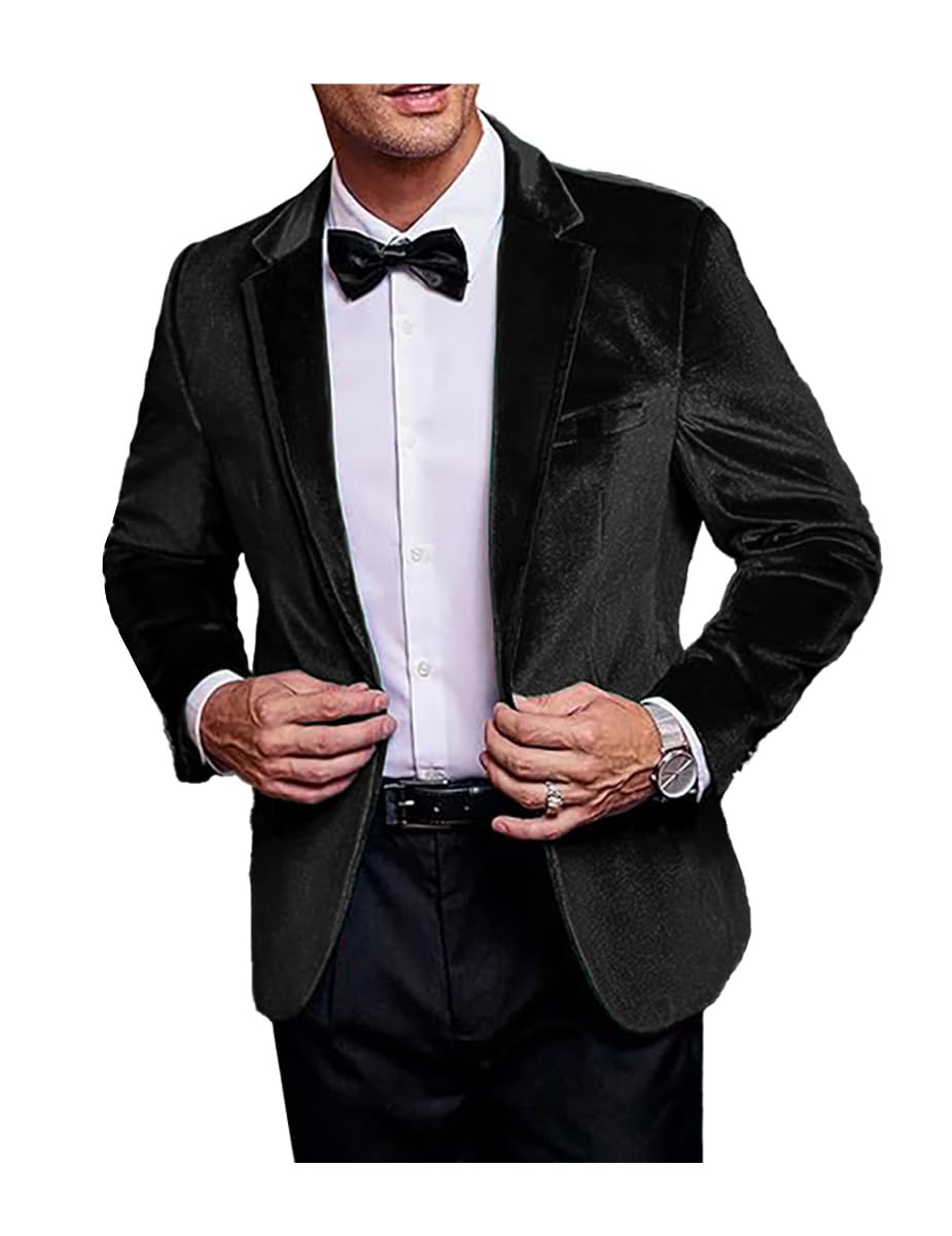 Blazer da uomo in velluto slim fit giacca in velluto un bottone blazer tinta unita smoking blazer matrimonio ballo cena