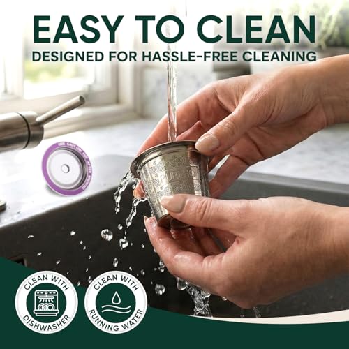 Image of Stainless Steel Reusable K Cups for Keurig 2.0, Keurig Mini, K-Express, K-Classic, K-Elite, K-Compact, K-Mini Mate Single-Serve Coffee Makers by PureHQ - Refillable Metal Coffee Filters - 2 Pack