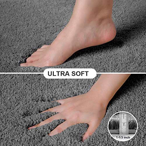 Bathroom Rugs Non-Slip Bath Mat Ultra Soft Absorbent Microfibers Bath Rugs Super Thick Plush Machine Washable Bath Mats Carpet For Bathroom Tub Shower Floor (16"X24", Dark Grey) #TOP1