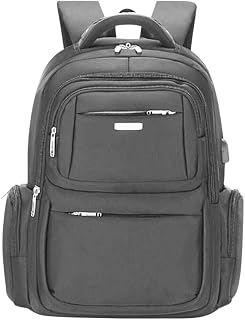 Mochila Executiva Impermeável Grande Para Notebook de Até 17'' Polegadas, Multifuncionais resistente para viagens de negócios Reforçada Executiva Escola Trabalho Viagens Casual com porta de carregamento USB, Unissex (Cinza))