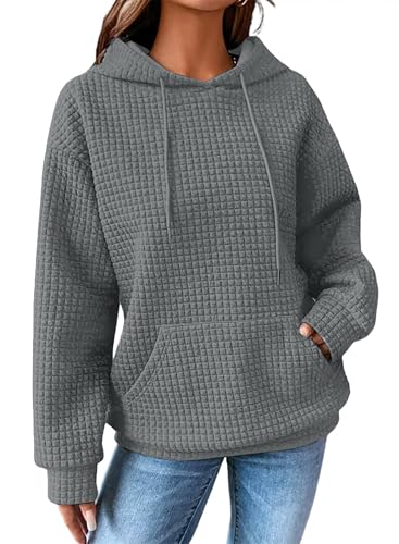 Image of Zeagoo Women's Dark Grey M Hoodie Long Sleeve Pullover Casual Loose Sweatshirt with Pockets Sports Hoodie with Drawstring