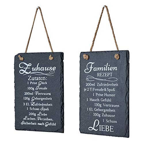 levandeo 2er Set Wandbilder Sprüche 15x20cm Rezept Schilder Schiefer...