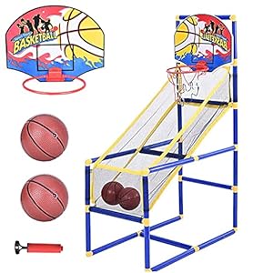Junior Arcade Basketbal Game Set, Indoor Outdoor Basketball Tribune met Basketball Hoop, Net, Backboard, Pomp, Basketbal…