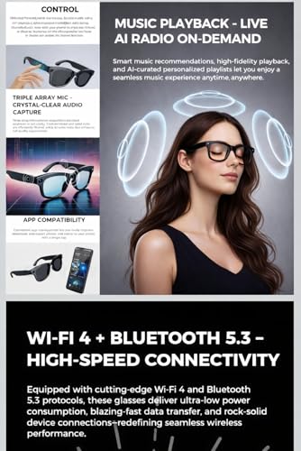 Image of Smart AI Camera Glasses G2, 1200P HD Video Recording Eyewear with 8MP Sensor, Real-Time Voice Translation, Wireless Bluetooth, Wi-Fi, Hands-Free POV Camera for Vlogging and Travel, 16GB