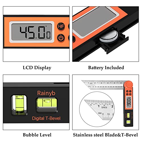 Rainyb NJDC09 Digital Angle Finder Protractor 0-360 Degree T-Bevel Gauge & Protractor thumb #2