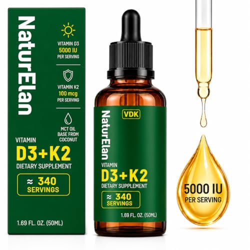 Image of Vitamin D3 5000 IU & K2 Drops with MCT Oil 5000IU D3 + 100 Mcg K2(MK-7) | 1.69 Fl Oz, Supports Bone, Immune, Heart & Teeth Health, Third-Party Tested, Vegan, Non-GMO, Gluten Free