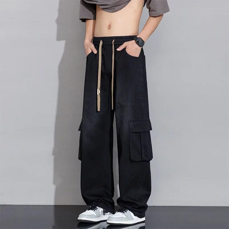 Large Size Jeans Men's Spring Fall Loose high Street Workwear Casual Straight Pants Wide Leg Pants4