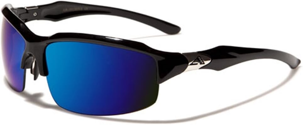 Arctic Blue Half Frame Men's Sport Sunglasses Blue Color Mirror Lens
