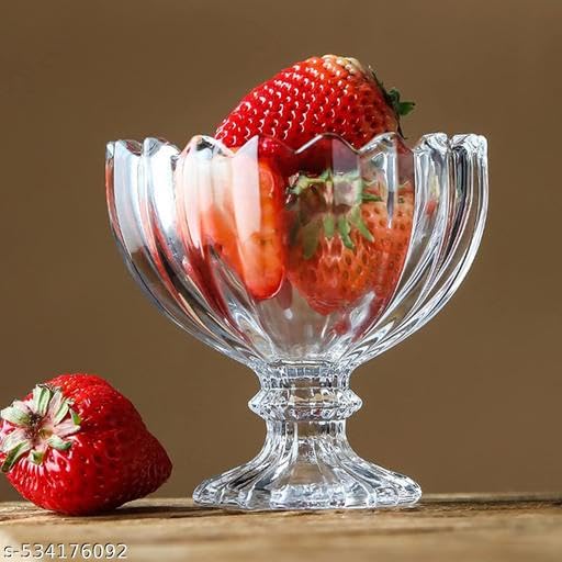 KENYS (4 pcs 120ml) Ice Cream Bowls, Salad Dessert Serving Bowls, Tableware Crystall Clearr Dessert Bowl Ice Cream & Fruit Salad Glass Bowls. 4