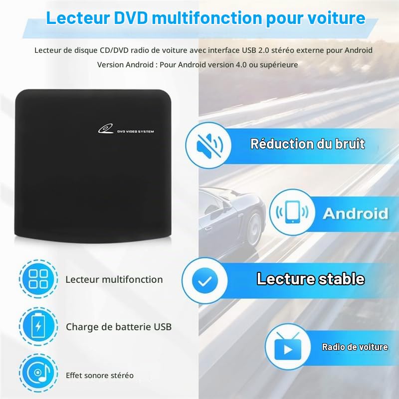 USB 2.0Schnittstelle Autoradio CD/DVD Dish Box Player Externe Stereoanlage für AndroidL8