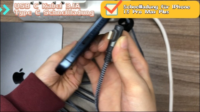 USB-C Kabel 3.1A Schnellladung – 1 Meter, Nylonumflochten, Mit E-Marker-Chip Für Samsung & Mehr