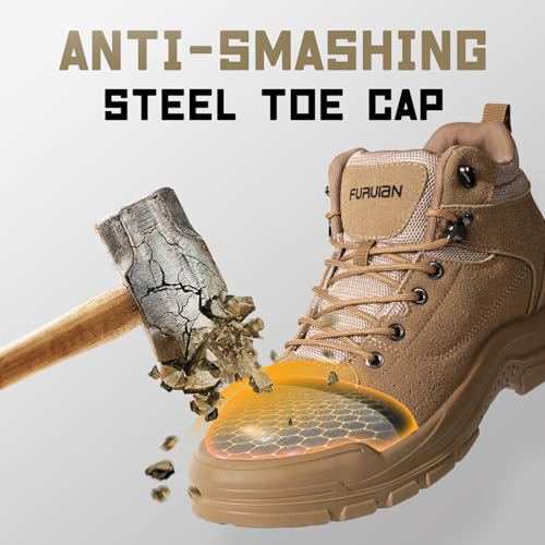 Image of Furuian Steel Toe Boots for Men Women Lightweight Work Boots Pioneer Series | ASTM Certificated Safety Shoes, Width Option, Non Slip Rubber Sole, Comfortable Work Shoes for Construction, Warehouse, Yard