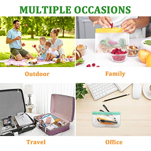 10Pcs Food Storage Bags Silicone, Leakproof Reusable Storage Bags, Reusable Snack Bags Silicone For Home Food Storage, Kids School Lunch,Picnic And Travel (Clear) #TOP6