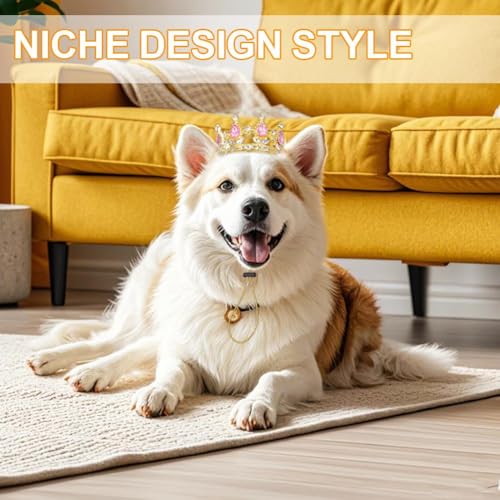 Corona para mascota ajustable con piedras brillantes miniatura 4