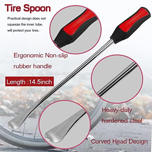Image of Tire Spoon Motorcycle Dirt Bike Lawn Mower Tire Changer Tire Removal Tool Kit with Bag 3x14.5 inchTire Irons and 2 Rim Protector1 Tire Bead Holder Tool