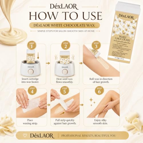 Image of Women Liposoluble Soft Wax Refill Roll-on Cartridge for Full Body Waxing Hair Removal (White Chocolate)