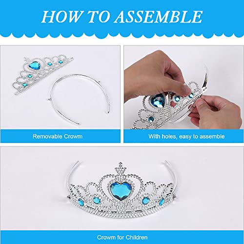 AOMIG Elsa Meisjes Prinses Jurk, 3 stuks Kostuum met Kroon en Toverstaf, Meisjesjurk kinderkostuum Feestjurk Luxe Partij Costumeren - Image 5